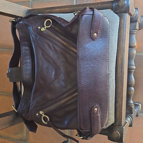 Via Spiga Brown Cow Leather Slouchy Hobo Bag - Picture 5 of 11